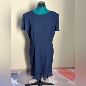 Vintage Donna Morgan Size 12 Dark Blue Beaded Dress